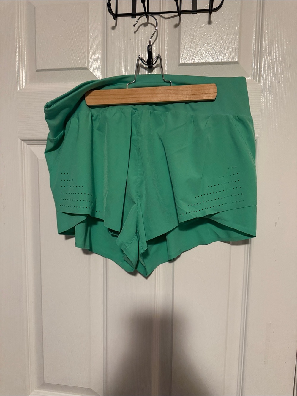 Women’s Athletic Layered Running Shorts in Mint Green
